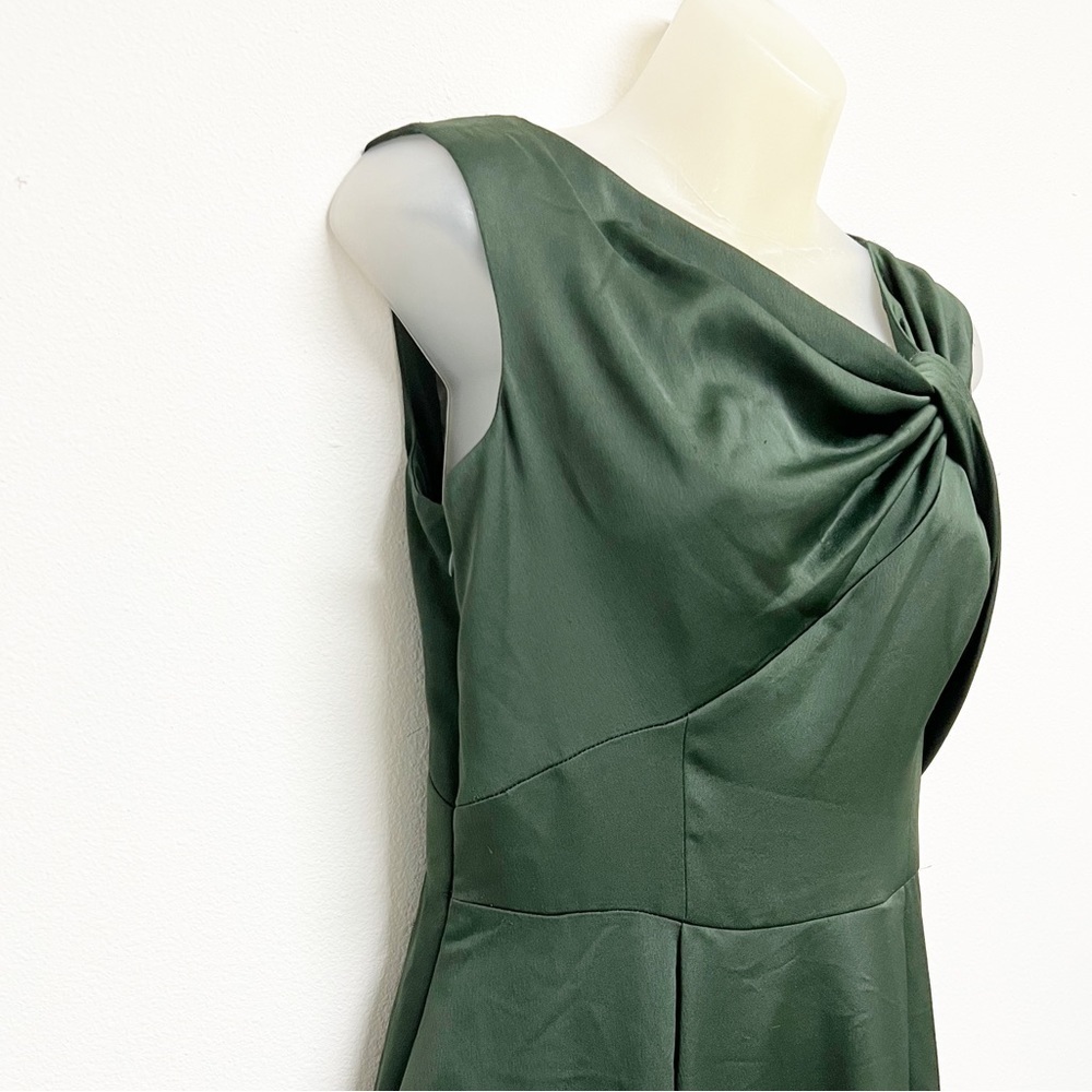 Gal Meets Glam Collection Evergreen Satin Noelle Twist Neck Dress Sz 4P - Picture 4 of 10